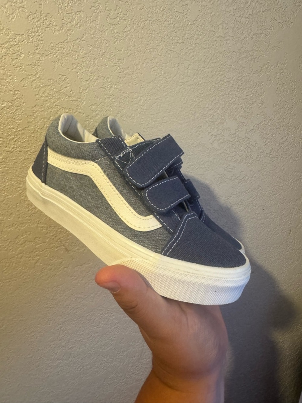 Vans Kids Blue Canvas Velcro Sneakers - Picture 2 of 6